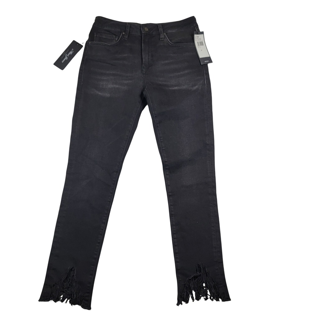 NWT Mavi High-Rise Skinny Jeans Women's Sz 26 Black TESS Smoke Fringe Stretch